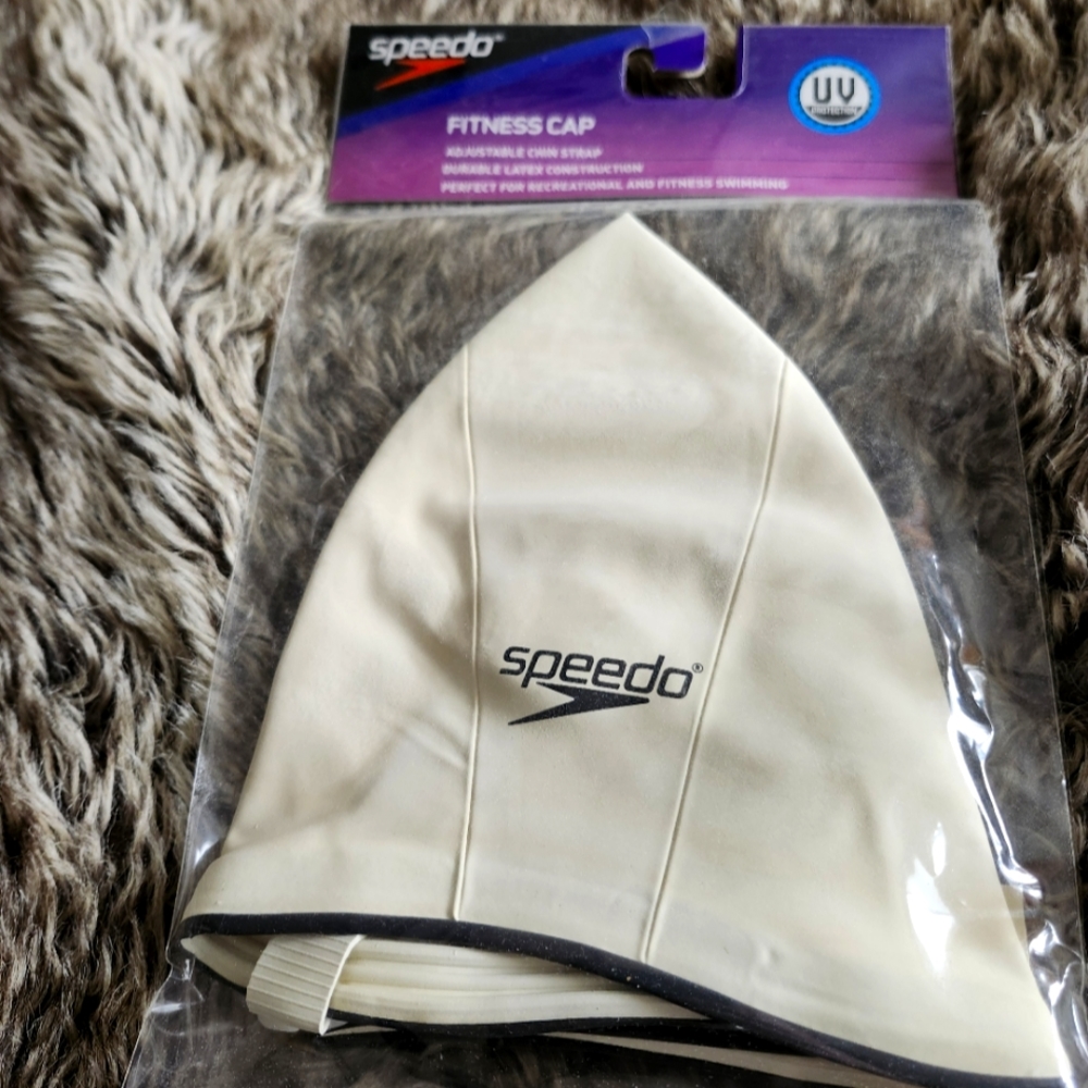 Brand New- Speedo Cream Swim Caps- Set Of 2